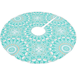 Jupon De Sapin En Polyester Brossé Côté turquoise et beige Mandala Design