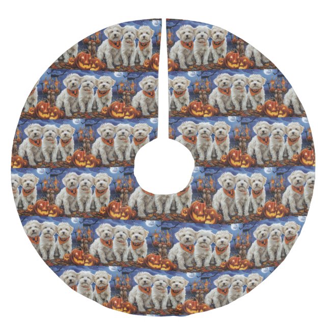 Jupon De Sapin En Polyester Brossé Coton De Tulear Halloween Épouvantable (Devant)