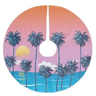 Jupon De Sapin En Polyester Brossé Coucher de soleil tropical : Illustration de plage