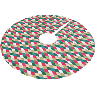 Jupon De Sapin En Polyester Brossé Couleur de Noël diamant Harlequin rétro milieu de