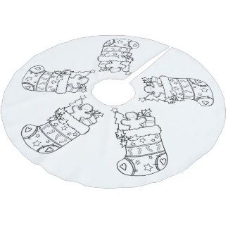 Jupon De Sapin En Polyester Brossé Couleur de Noël Motif de vacances Jupe d'arbre