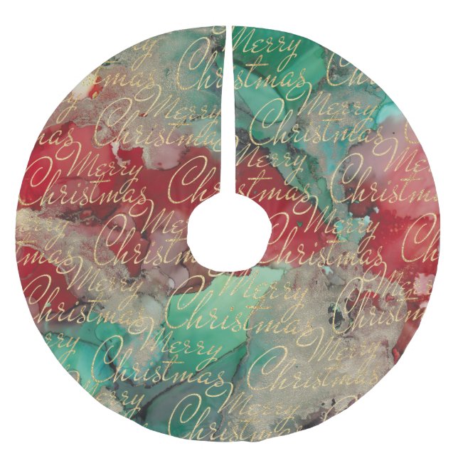 Jupon De Sapin En Polyester Brossé Couleurs de Noël (Devant)