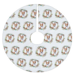 Jupon De Sapin En Polyester Brossé Coupe de fête de la couronne de Noël Basenji