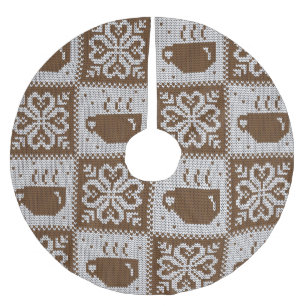Jupon De Sapin En Polyester Brossé Coupes d'hiver confites : motif de boisson chaude.