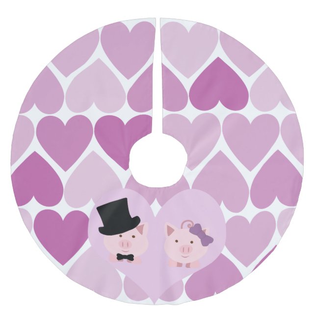 Jupon De Sapin En Polyester Brossé Couple de cochon mignon (Devant)