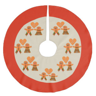 Jupon De Sapin En Polyester Brossé Couple de pain d'épices de Noël