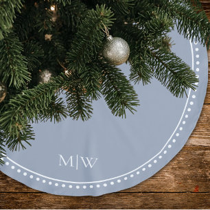 Jupon De Sapin En Polyester Brossé Couples minimalistes Monogram Dusty Blue Holiday