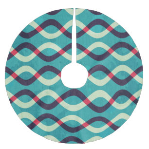 Jupon De Sapin En Polyester Brossé Courbes rétro : Effet Motif Grunge.