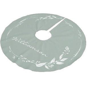 Jupon De Sapin En Polyester Brossé Couronne botanique vert sauge Noël personnalisée