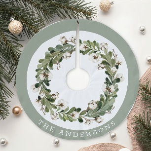 Jupon De Sapin En Polyester Brossé Couronne de coton d'hiver Nom de famille personnal