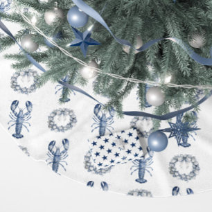 Jupon De Sapin En Polyester Brossé Couronne de homard bleu et d'huître