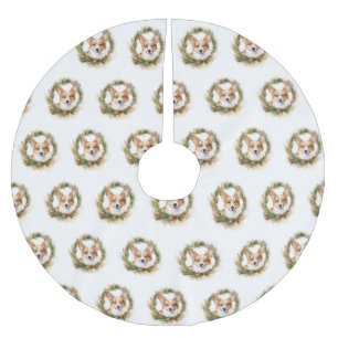 Jupon De Sapin En Polyester Brossé Couronne de Noël Corgi Chien de fête