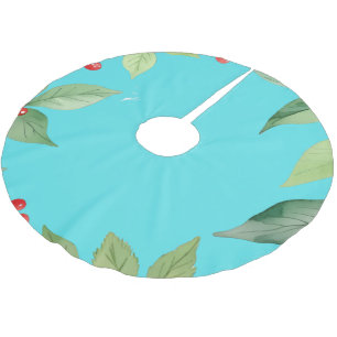 Jupon De Sapin En Polyester Brossé Couronne simple de houx et de baies Joyeux Noël Mo