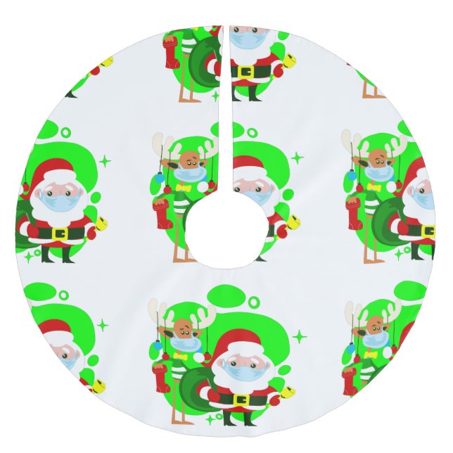 Jupon De Sapin En Polyester Brossé covid noël santa claus rennes (Devant)