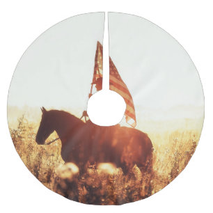 Jupon De Sapin En Polyester Brossé Cowboy Portrait USA Flag Thème.