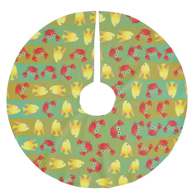 Jupon De Sapin En Polyester Brossé Crabes et poissons (Devant)