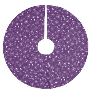 Jupon De Sapin En Polyester Brossé Crâne effrayant Creepmas Noël Snowflakes violet