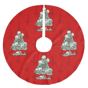 Jupon De Sapin En Polyester Brossé crâne moche sapin squelette de Noël croix gothique