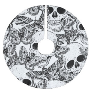 Jupon De Sapin En Polyester Brossé Crâne, papillons : motif vintage à main