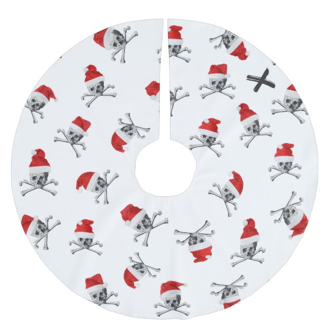 Jupon De Sapin En Polyester Brossé Crânes #1 de pirate de vacances (Devant)