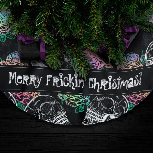 Jupon De Sapin En Polyester Brossé Crânes et Roses Ombre | Gothique Glam Pastel Grung (Créateur téléchargé)