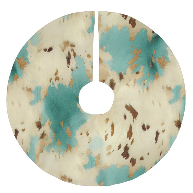 Jupon De Sapin En Polyester Brossé Crème Turquoise Gold Southwest Cowhide (Devant)