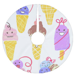 Jupon De Sapin En Polyester Brossé Crèmes glacées Kawaii, motif mignon et sans soudur