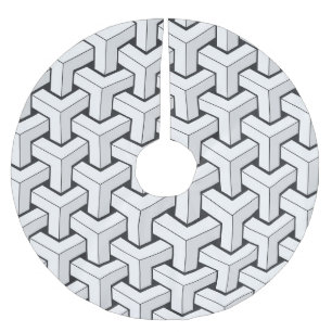 Jupon De Sapin En Polyester Brossé Cubes isinaux Noir Blanc Motif