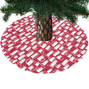 Jupon De Sapin En Polyester Brossé Cute chat rouge et blanc