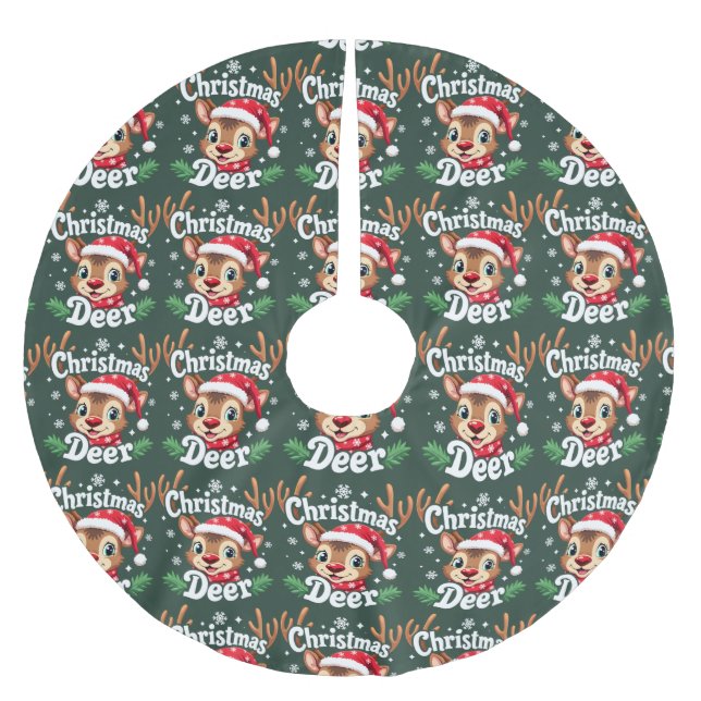 Jupon De Sapin En Polyester Brossé Cute Christmas Deer Illustration (Devant)