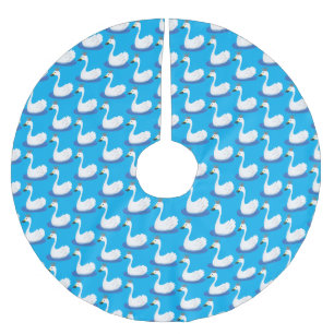 Jupon De Sapin En Polyester Brossé Cute cygne blanc avec dessin de la couronne