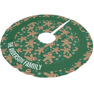 Jupon De Sapin En Polyester Brossé Cute Gingerbread Homme Cookies Motif de Noël