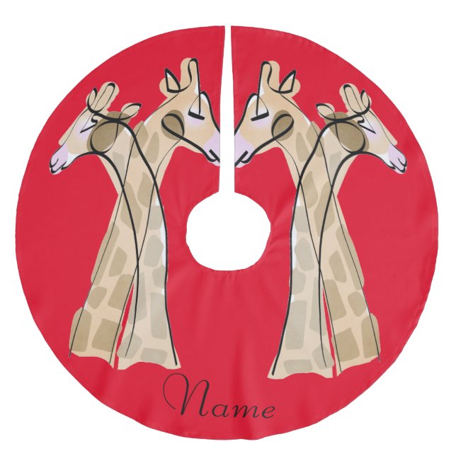 Jupon De Sapin En Polyester Brossé Cute Giraffe Couple Thunder_Cove (Devant)