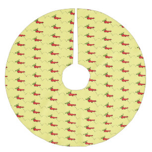 Jupon De Sapin En Polyester Brossé Cute grenouille dans une chaussette rouge saut de