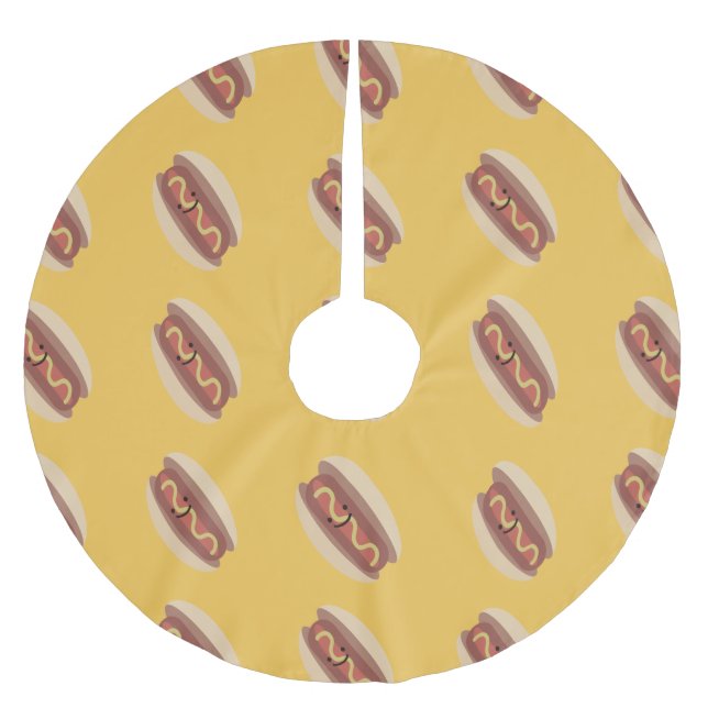 Jupon De Sapin En Polyester Brossé Cute Kawaii Hot Dog (Devant)