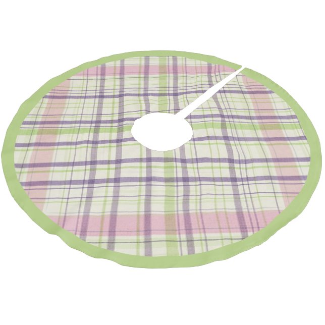 Jupon De Sapin En Polyester Brossé Cute Pastel Élégant Rétro Tartan Plaid Motif (Angle)