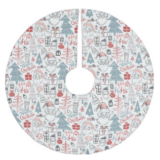Jupon De Sapin En Polyester Brossé Cute Whimsical Père Noël sapin de Noël Motif rose