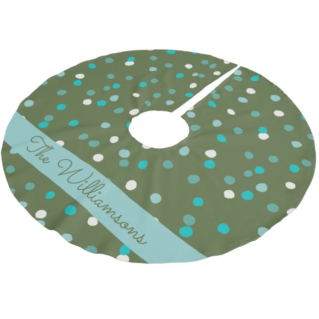 Jupon De Sapin En Polyester Brossé Cute Winter Pois Spots Vert Personnalisé (Angle)