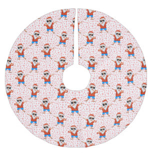 Jupon De Sapin En Polyester Brossé Dabbing Beach Santa Claus dans une chemise Aloha a