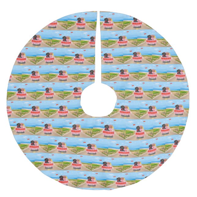 Jupon De Sapin En Polyester Brossé Dachshund Chien Saint-Valentin Coeurs de Camion (Devant)