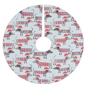 Jupon De Sapin En Polyester Brossé Dachshunds chiens saucisses de Noël