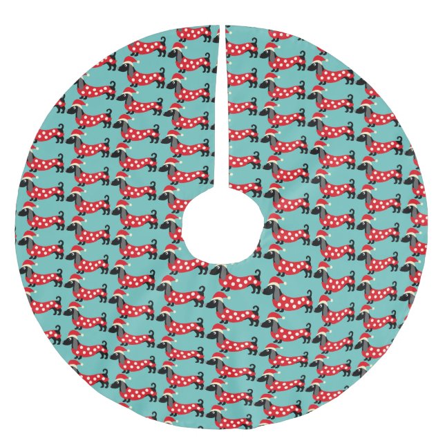 Jupon De Sapin En Polyester Brossé Dachshunds Festive (Devant)