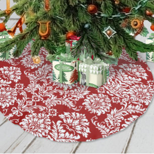 Jupon De Sapin En Polyester Brossé Damas Noël