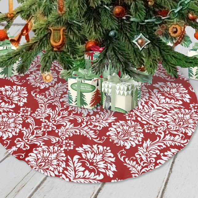 Jupon De Sapin En Polyester Brossé Damas Noël (Créateur téléchargé)