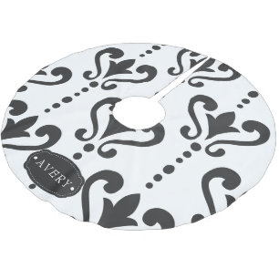 Jupon De Sapin En Polyester Brossé Damas noir et blanc de luxe