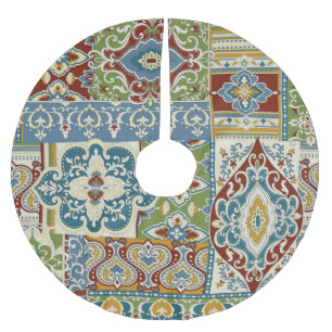Jupon De Sapin En Polyester Brossé Damask Patchwork : Vintage turc coloré.