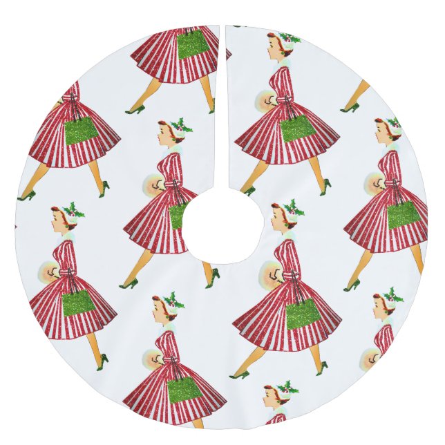 Jupon De Sapin En Polyester Brossé dame de noël (Devant)