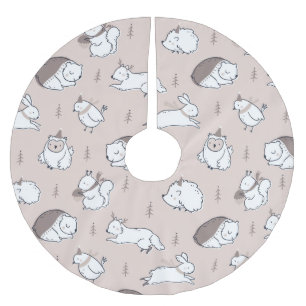 Jupon De Sapin En Polyester Brossé Danois animaux de la forêt accessoire d'arbre de N