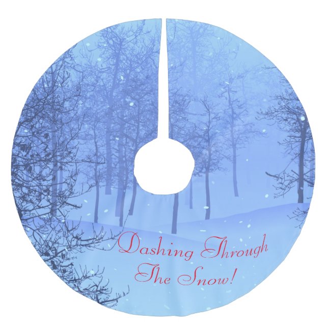 Jupon De Sapin En Polyester Brossé Dashing Through the Snow! sur un (Devant)