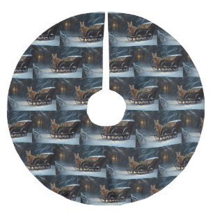 Jupon De Sapin En Polyester Brossé Décor de Noël Abyssinian Snowy Sleigh Ride